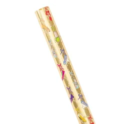 A History of Shoes Foil Embossed Metallic Gift Wrapping Paper in Gold - 30" x 6' Roll