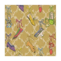 A History of Shoes Paper Luncheon Napkins in Gold - 20 Per Package