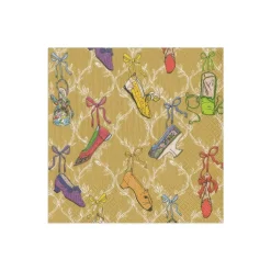 A History of Shoes Paper Cocktail Napkins in Gold - 20 Per Package