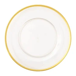 Acrylic Plate Charger in Clear with Gold Rim - 1 Each