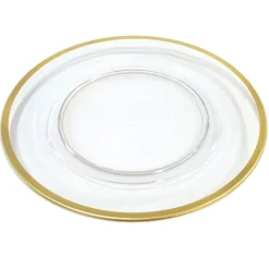 Acrylic Plate Charger in Clear with Gold Rim - 1 Each