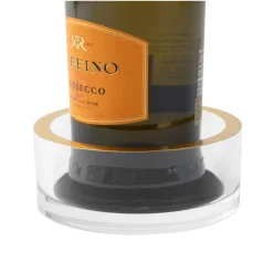 Acrylic Wine Bottle Coaster in Clear with Gold Rim - 1 Each