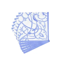 Algarve Ceramic Blue Paper Linen Cocktail Napkins - 15 Per Package