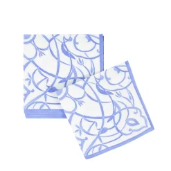 Algarve Ceramic Blue Paper Linen Cocktail Napkins - 15 Per Package