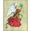 Angel In Red Dress With Trumpet C-Sized Boxed Christmas Cards - 12 Cards & 13 Envelopes