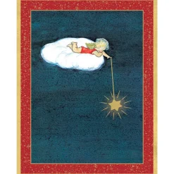 Angel Lying on a Cloud with Star Large Boxed Christmas Cards - includes 15 cards & envelopes