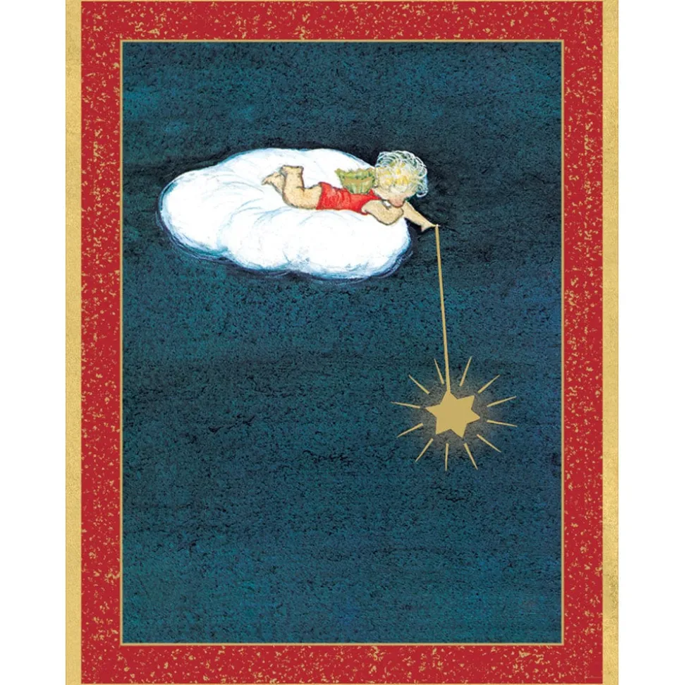 Angel Lying on a Cloud with Star Large Boxed Christmas Cards - includes 15 cards & envelopes