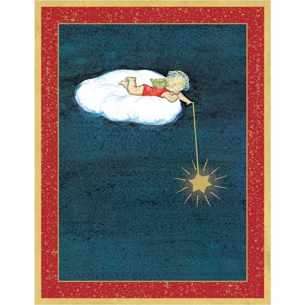 Angel Lying on a Cloud with Star Large Boxed Christmas Cards - includes 15 cards & envelopes