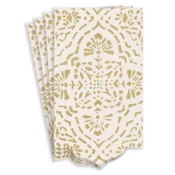 Annika Die-Cut Paper Linen Guest Towel Napkins in Ivory & Gold - 12 Per Package
