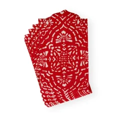 Annika Die-Cut Paper Linen Guest Towel Napkins in Red - 12 Per Package