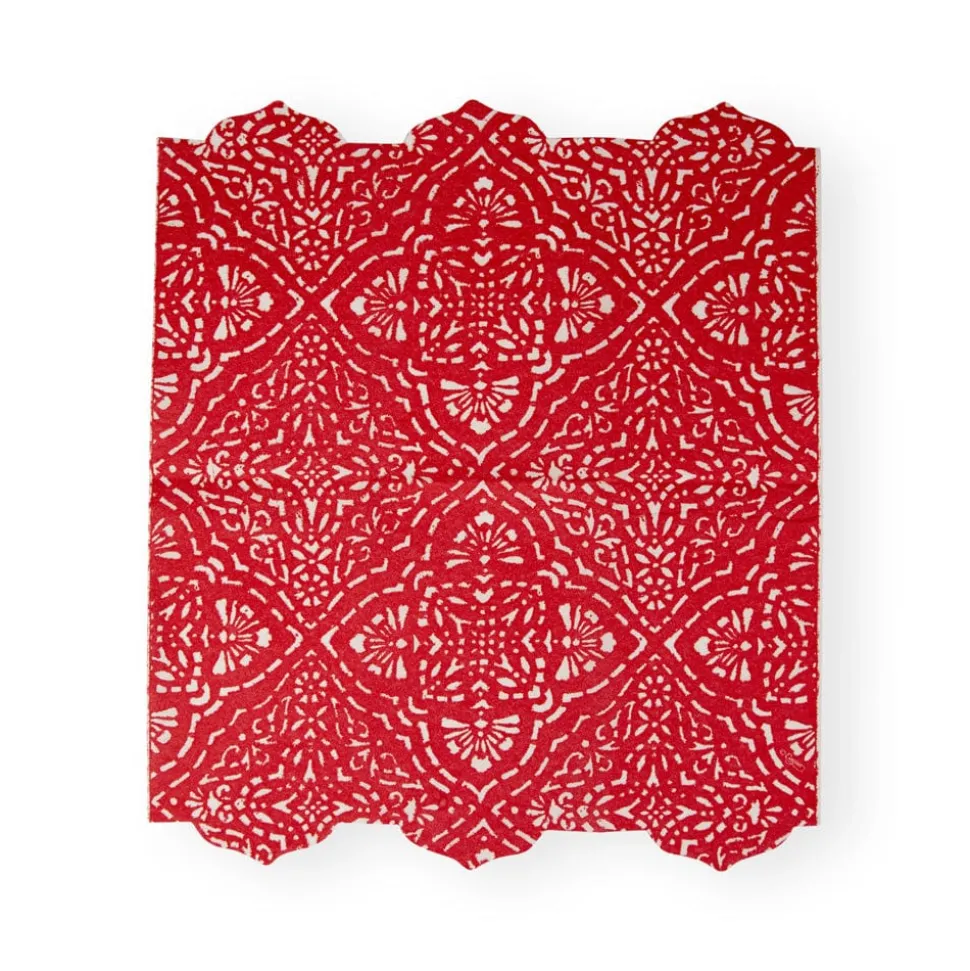 Annika Die-Cut Paper Linen Guest Towel Napkins in Red - 12 Per Package