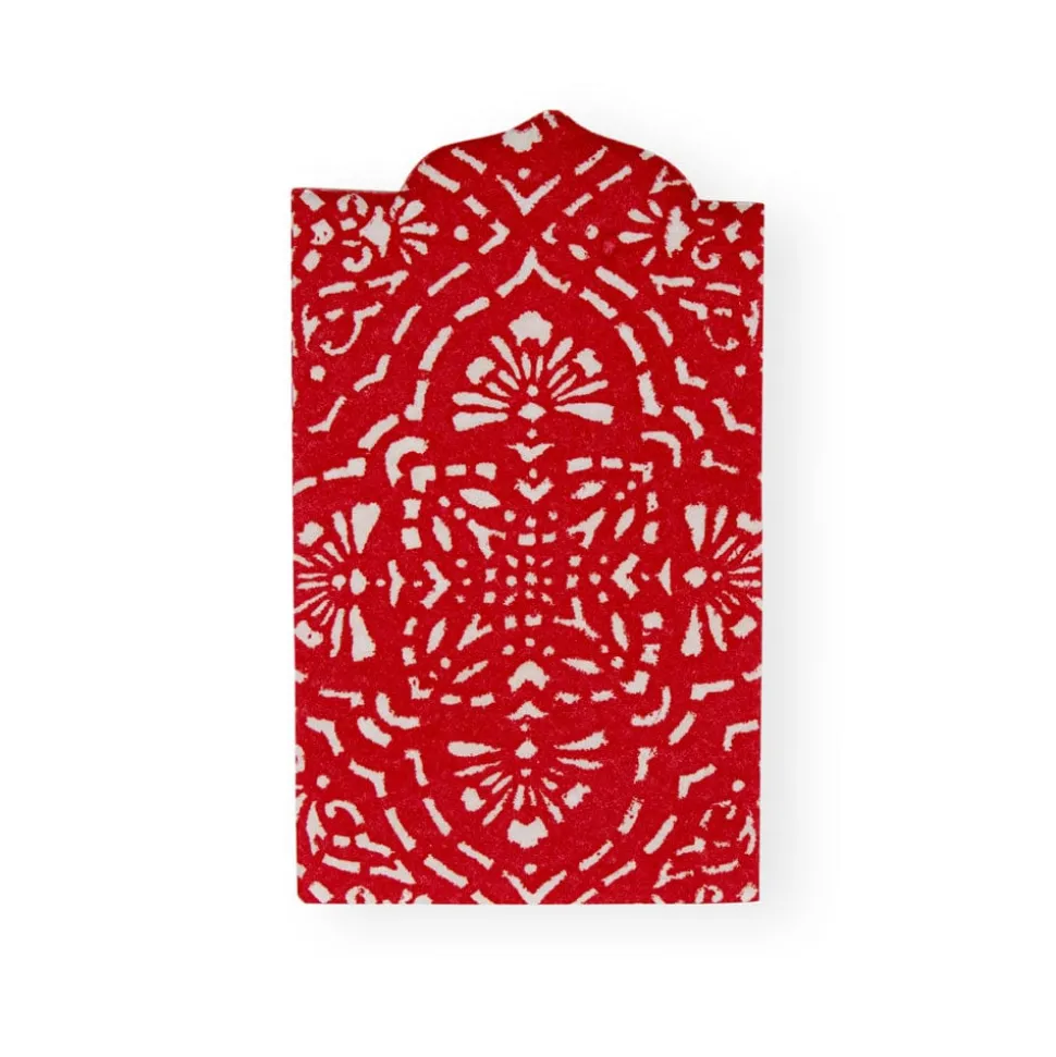 Annika Die-Cut Paper Linen Guest Towel Napkins in Red - 12 Per Package