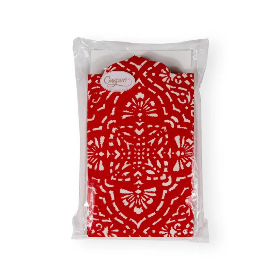 Annika Die-Cut Paper Linen Guest Towel Napkins in Red - 12 Per Package