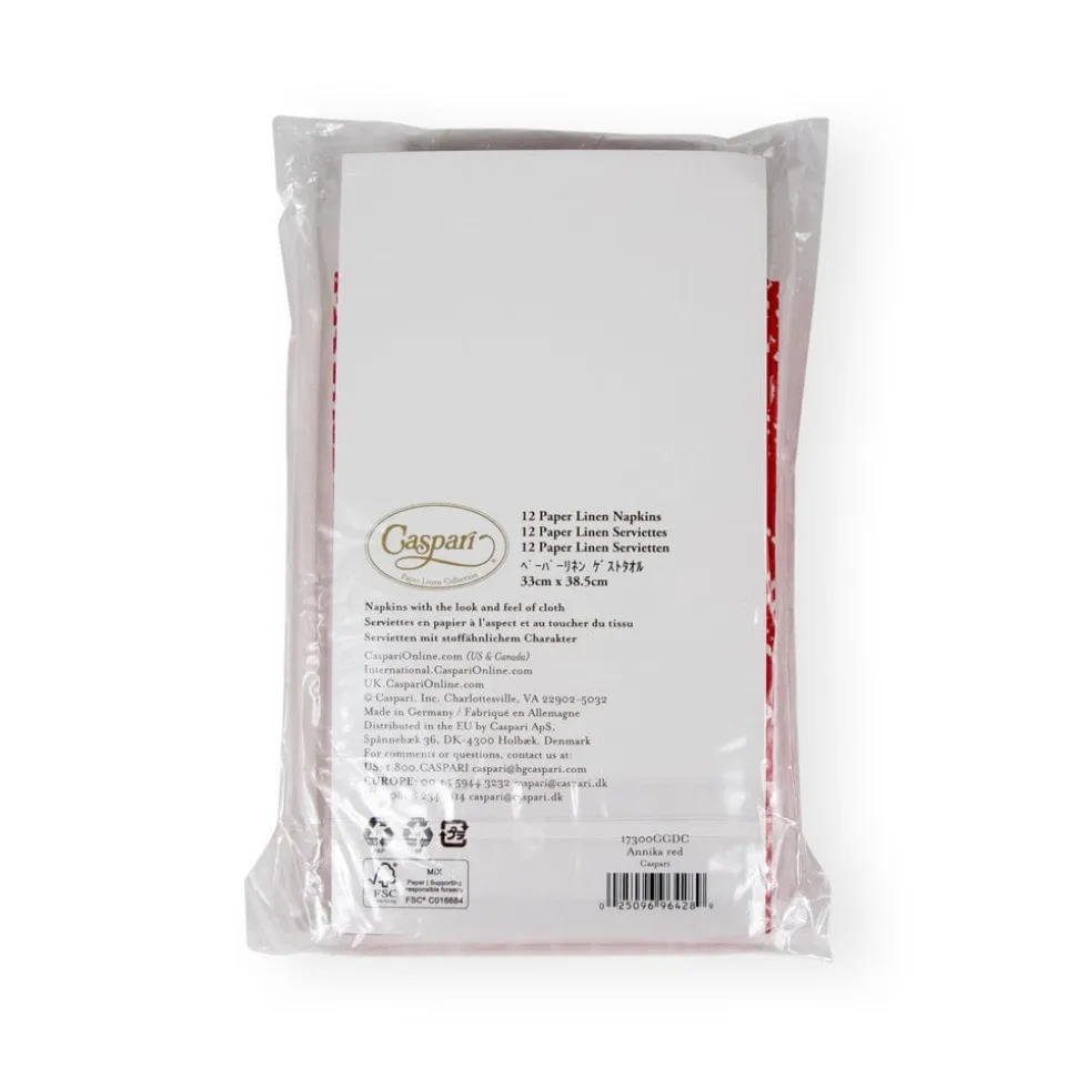 Annika Die-Cut Paper Linen Guest Towel Napkins in Red - 12 Per Package