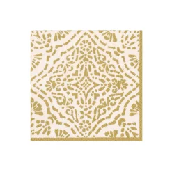Annika Paper Cocktail Napkins in Ivory & Gold - 20 Per Package