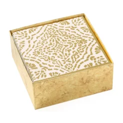 Annika Paper Cocktail Napkins in Ivory & Green - 40 Per Box