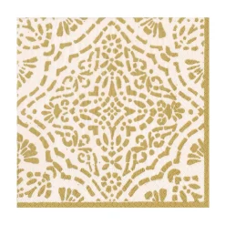 Annika Paper Luncheon Napkins in Ivory & Gold - 20 Per Package