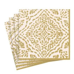 Annika Paper Luncheon Napkins in Ivory & Gold - 20 Per Package