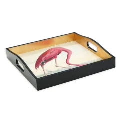 Audubon Birds Flamingo Lacquer Square Tray - 1 Each