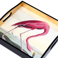 Audubon Birds Flamingo Lacquer Square Tray - 1 Each