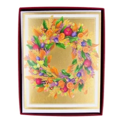 Autumn Wreath Petite Boxed Christmas Cards - includes 15 cards & envelopes