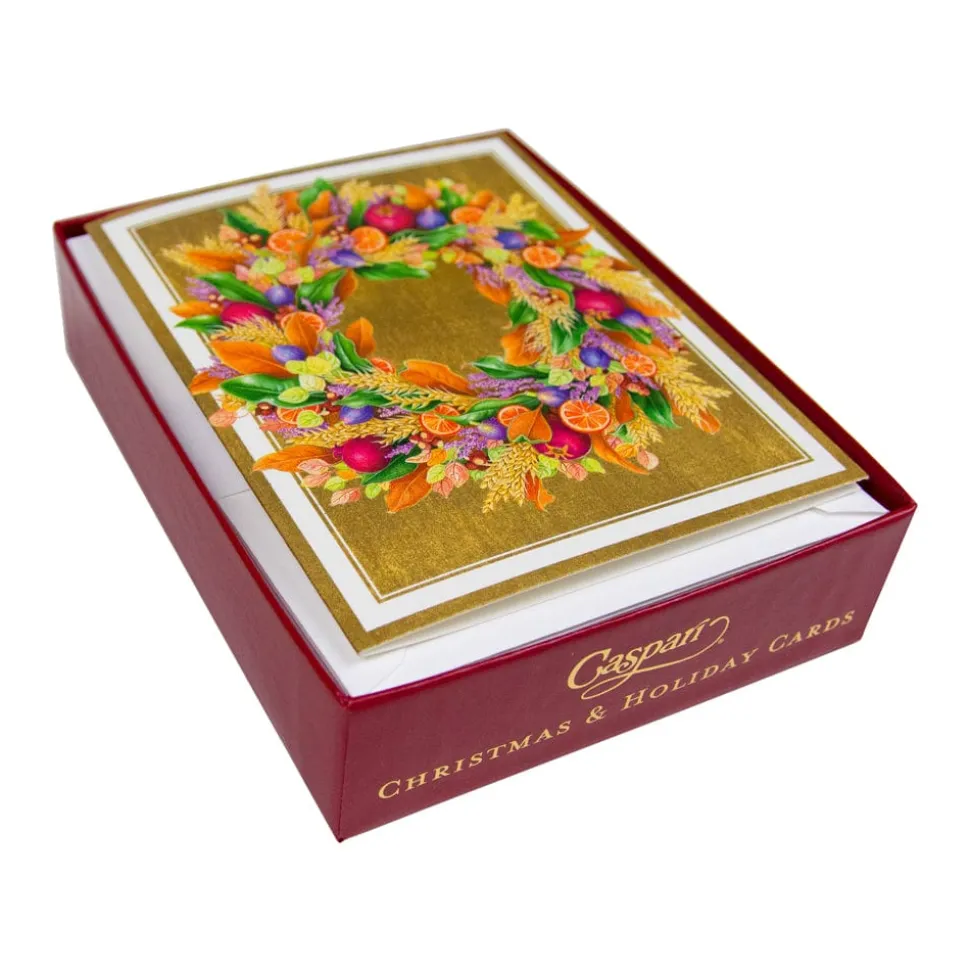 Autumn Wreath Petite Boxed Christmas Cards - includes 15 cards & envelopes