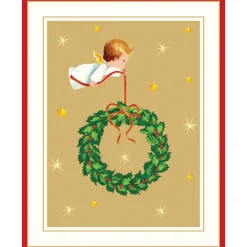 Baby Angel With Wreath Petite Boxed Christmas Cards - includes 15 cards & envelopes