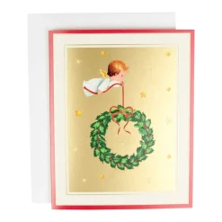 Baby Angel With Wreath Petite Boxed Christmas Cards - includes 15 cards & envelopes