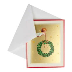 Baby Angel With Wreath Petite Boxed Christmas Cards - includes 15 cards & envelopes