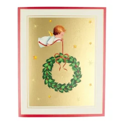 Baby Angel With Wreath Petite Boxed Christmas Cards - includes 15 cards & envelopes