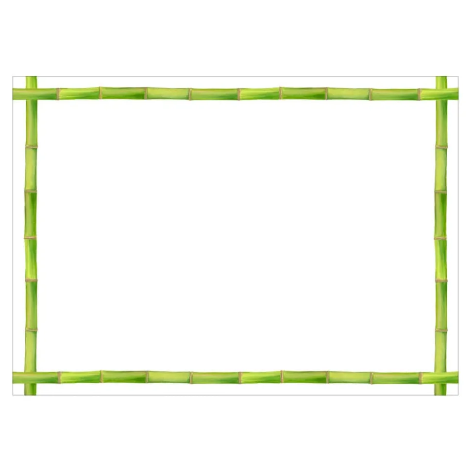 Bamboo Border Green Correspondence Cards - 12 Per Package