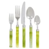 Bamboo Handle 5-Piece Stainless Steel Picnicware Set in Green