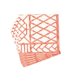 Bamboo Screen Coral Paper Linen Dinner Napkins - 12 Per Package