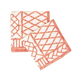 Bamboo Screen Coral Paper Linen Dinner Napkins - 12 Per Package