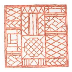 Bamboo Screen Coral Paper Linen Dinner Napkins - 12 Per Package
