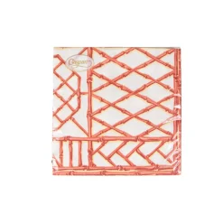 Bamboo Screen Coral Paper Linen Dinner Napkins - 12 Per Package