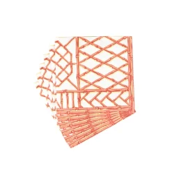 Bamboo Screen Coral Paper Linen Cocktail Napkins - 15 Per Package