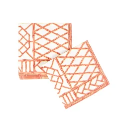 Bamboo Screen Coral Paper Linen Cocktail Napkins - 15 Per Package