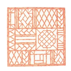 Bamboo Screen Coral Paper Linen Cocktail Napkins - 15 Per Package