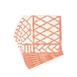 Bamboo Screen Coral Paper Linen Luncheon Napkins - 15 Per Package