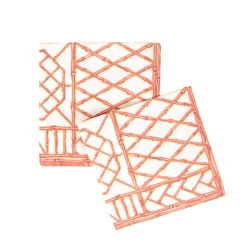 Bamboo Screen Coral Paper Linen Luncheon Napkins - 15 Per Package