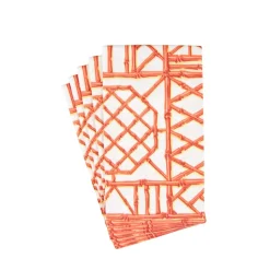 Bamboo Screen Coral Paper Linen Guest Towel Napkins - 12 Per Package