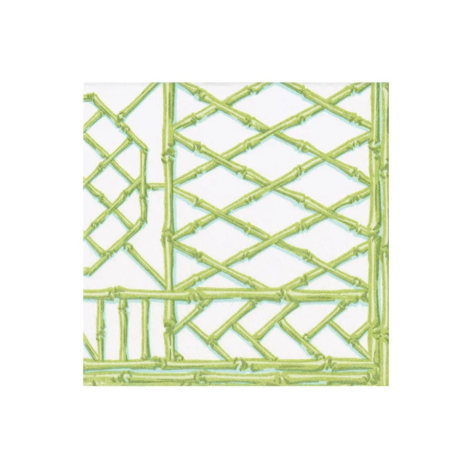 Bamboo Screen Moss Green Paper Linen Boxed Cocktail Napkins - 30 Per Package