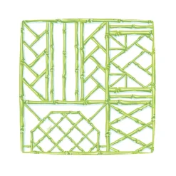 Bamboo Screen Moss Green Square Paper Salad & Dessert Plates - 8 Per Package