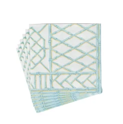 Bamboo Screen Robin's Egg Paper Linen Dinner Napkins - 12 Per Package
