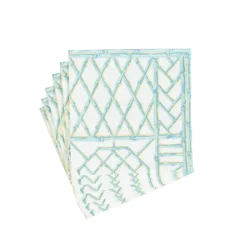 Bamboo Screen Robin's Egg Paper Linen Cocktail Napkins - 15 Per Package