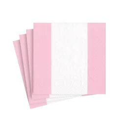 Bandol Stripe Paper Cocktail Napkins in Petal Pink - 20 Per Package