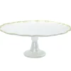 Baroque Glass Cake Stand in White