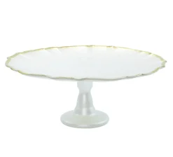 Baroque Glass Cake Stand in White