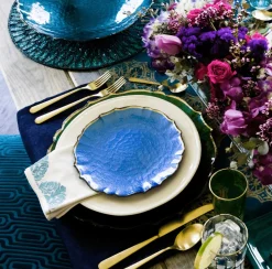 Baroque Glass Salad Plate in Cobalt